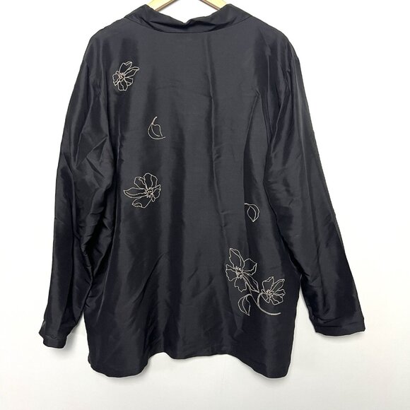 Women’s Coldwater Creek Black Silk Blouse sz XXL Embrpidered Beaded Quiet Luxury - Picture 5 of 9